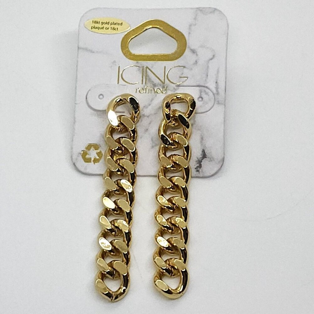 Nwt Icing 18kt Gold Plated Chain Dangle‎ Earrings